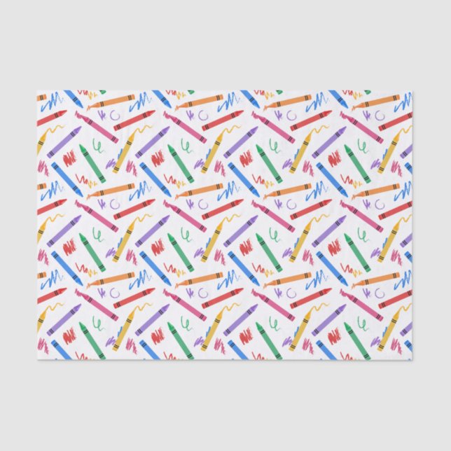 Decoupage Crayons Birthday Party Kids Tissue Paper (Front)