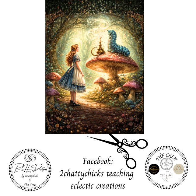 Decoupage Curious Girl Mystical Caterpillar  Tissue Paper (Creator Uploaded)