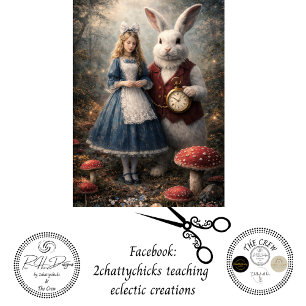 Decoupage Curious Girl White Rabbit Pocket Watch Tissue Paper