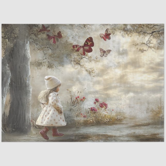 Decoupage Custom Fairytale Storybook Little Girl  Tissue Paper (Front)