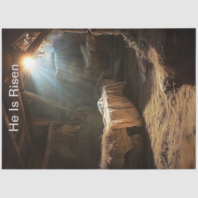 Decoupage Customisable Jesus He Is Risen Tissue Paper (Front)