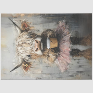 Decoupage Cute Highland Cow Pink Tutu & Coffee Tissue Paper