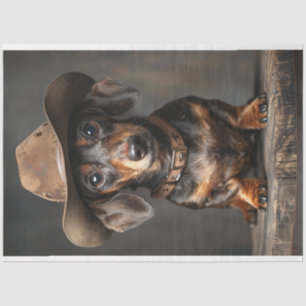 Decoupage Dachshund Sheriff Dog on the Range Tissue Paper