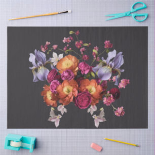 Decoupage Dark Botanical Bloom Tissue Paper