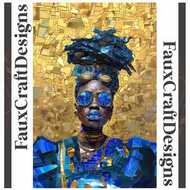 Decoupage Dark Skin Blue Lip Woman Faux Mosaic 064 Tissue Paper (Creator Uploaded)