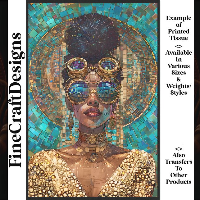Decoupage Dark Skin Gold Woman Faux Mosaic 062 Tissue Paper (Creator Uploaded)