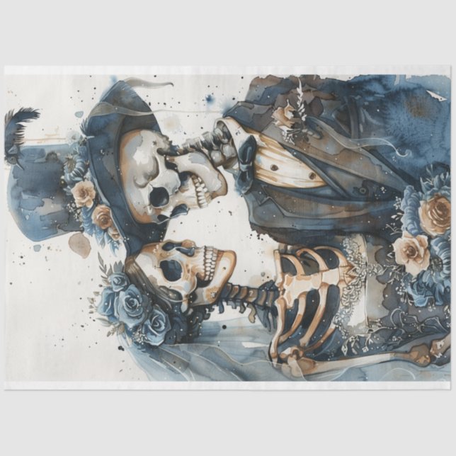 Decoupage Day of Dead Wedding Couple Tissue Paper (Front)