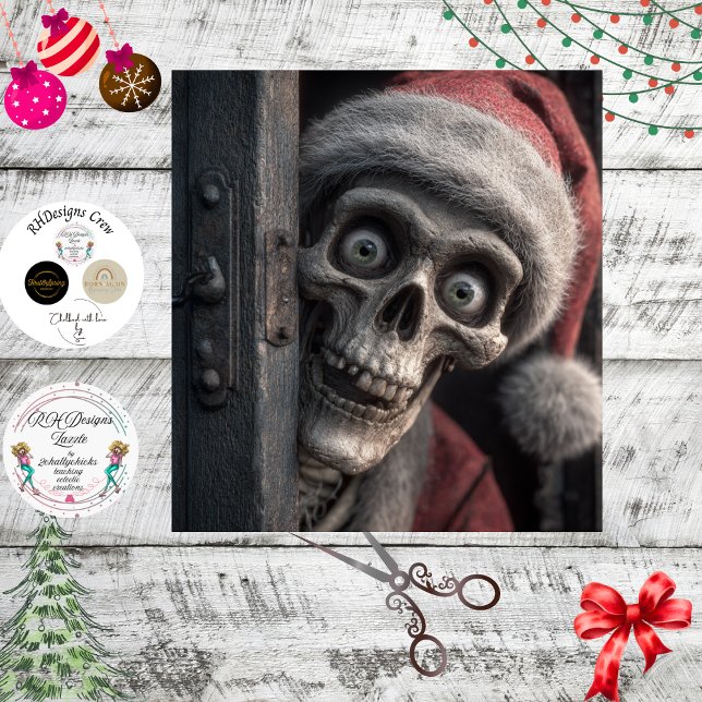 Decoupage Dead Serious Santa Claus Skeleton Peek  Tissue Paper (Creator Uploaded)