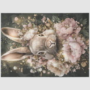 Decoupage Delicate Easter Rabbit Floral Designs  Tissue Paper