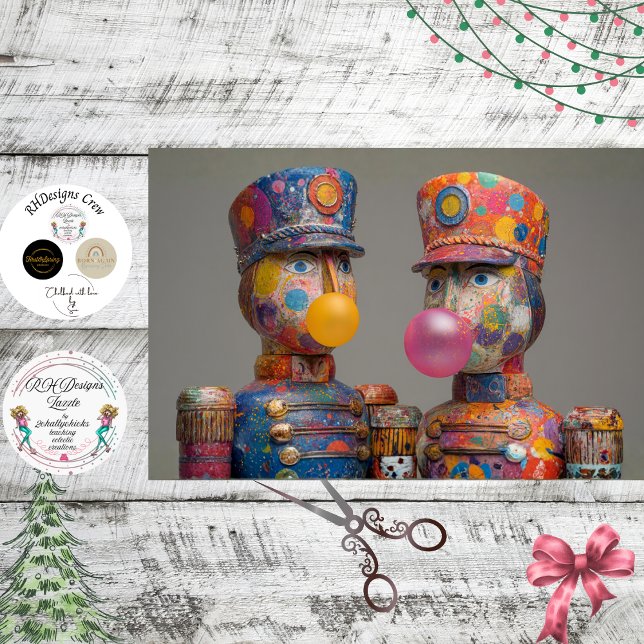 Decoupage Dot Drop Duo Bubblegum Nutcrackers  Tissue Paper (Creator Uploaded)