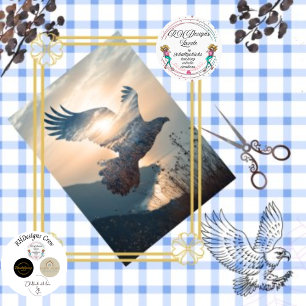 Decoupage Double Exposure Eagle in Forest Tissue Paper