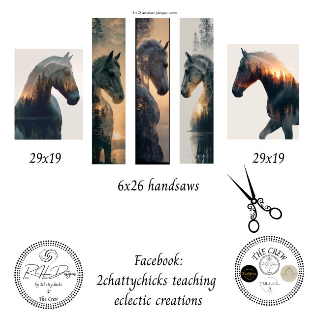  Decoupage Double Exposure Horses Handsaws  Wrapping Paper Sheet (Creator Uploaded)