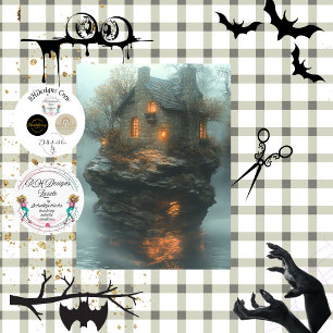 Decoupage Dracula Castle on the Water Tissue Paper