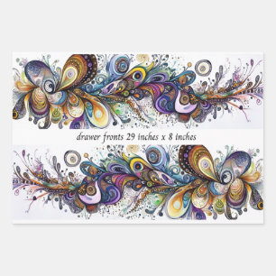 Decoupage Drawer Front 29x8 Teardrop Motif Vibrant Wrapping Paper Sheet