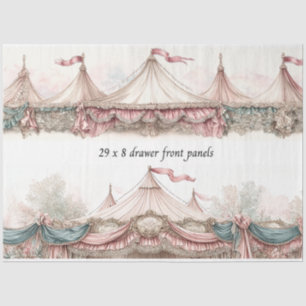 Decoupage Drawer Front Pastel Circus Vintage Lace  Tissue Paper