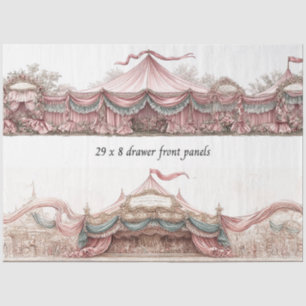 Decoupage Drawer Fronts Rococo Pastel Circus Tents Tissue Paper