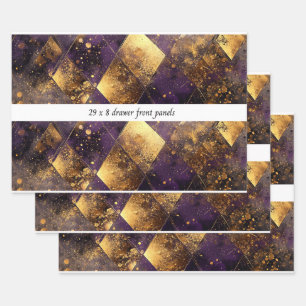 Decoupage Drawer Panel Luxe Diamond Purple Gold Wrapping Paper Sheet
