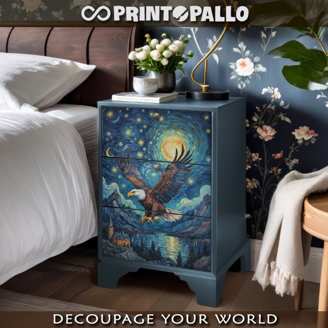 Decoupage - Eagle in a Van Gogh world -  Tissue Paper (Creator Uploaded)