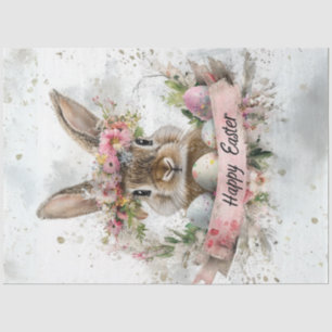 Decoupage Easter Rabbit Watercolor Background Tissue Paper