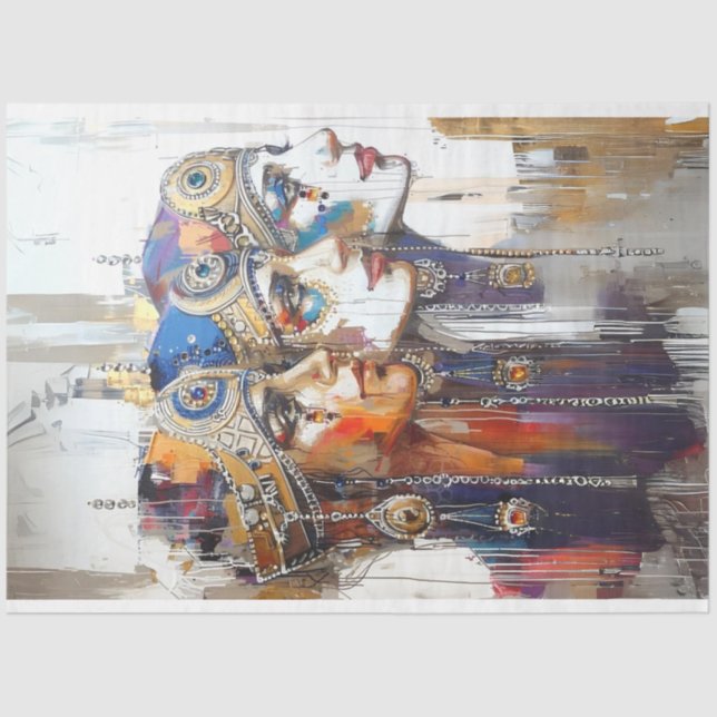 Decoupage Egyptian Robotic Female Portaits  Tissue Paper (Front)