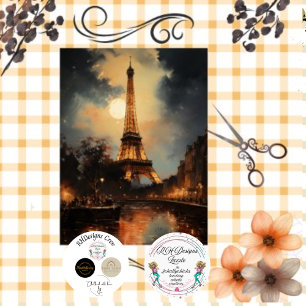 Decoupage Eiffel Tower Paris Nightscape  Tissue Paper