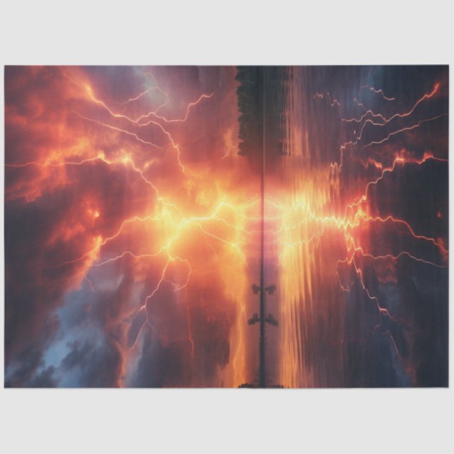 Decoupage Electric Reverie Lightening Show  Tissue Paper (Front)