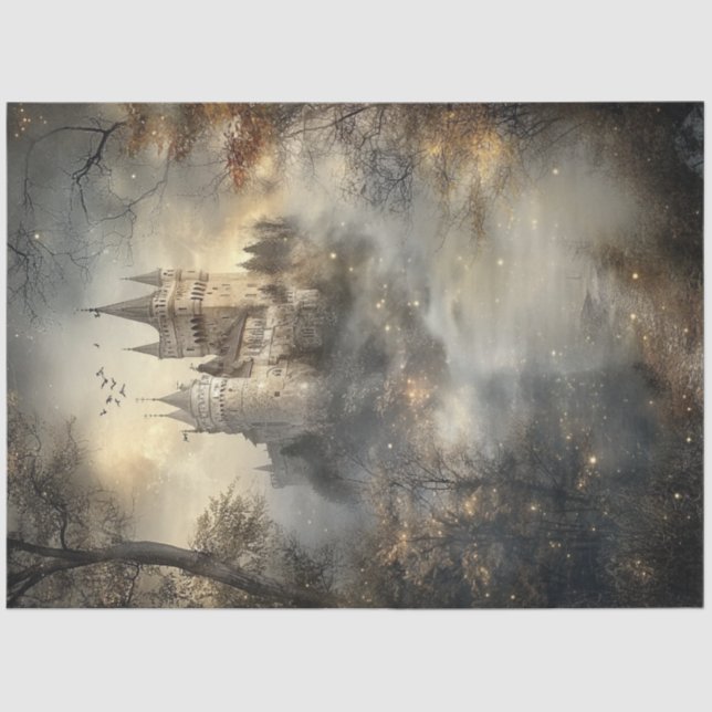 Decoupage Enchanted Forest Castle Romania Tissue Paper (Front)