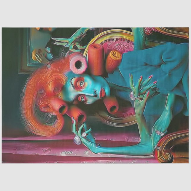 Decoupage Exaggerated Featured Person Whimsical  Tissue Paper (Front)