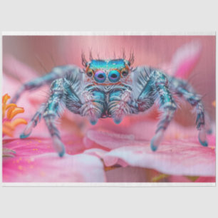 Decoupage Exotic Vibrant Coloured Blue Spider  Tissue Paper
