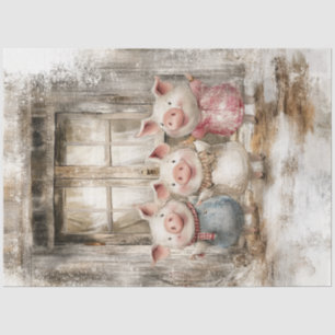Decoupage Fairy Tale Whimsical Little Pigs  Tissue Paper