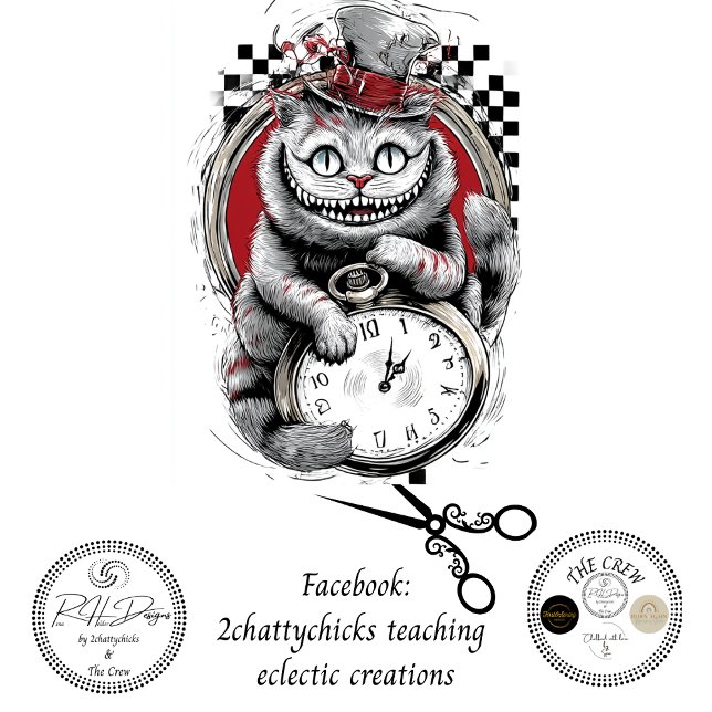 Decoupage Fantasy Cat Pocket Watch Illustration  Tissue Paper (Creator Uploaded)