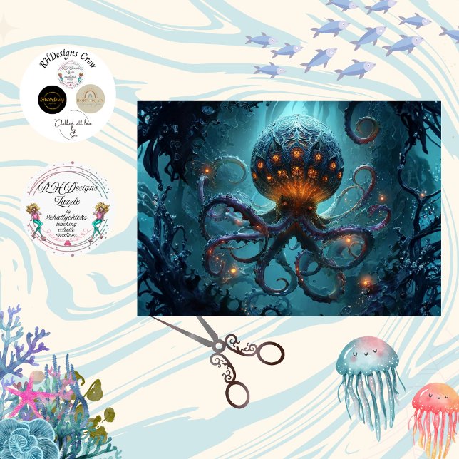 Decoupage Fantasy Octopus Creature  Tissue Paper (Creator Uploaded)