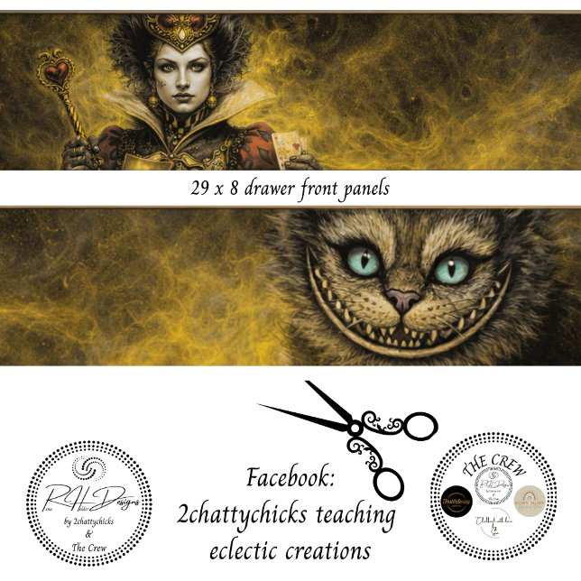 Decoupage Fantasy Queen and Cat Drawer Panels B Tissue Paper (Creator Uploaded)
