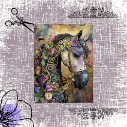 Decoupage Fantasy Royal Mane Horse Portrait Tissue Paper