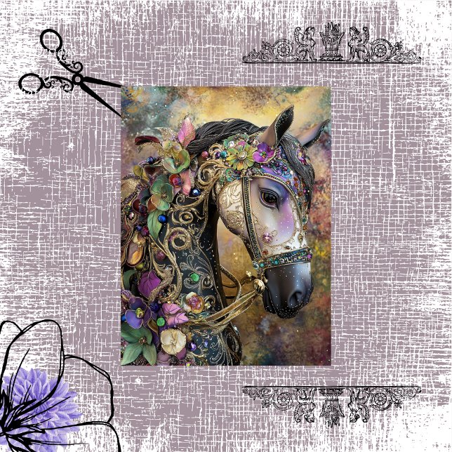 Decoupage Fantasy Royal Mane Horse Portrait Tissue Paper (Creator Uploaded)
