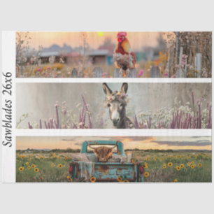 Decoupage Farm Animal Art for Handsaws Tissue Paper