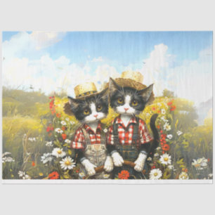 Decoupage Farming Cats Harvest and Tiller  Tissue Paper