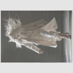 Decoupage Fashion Show White Cat White Outfit Tissue Paper