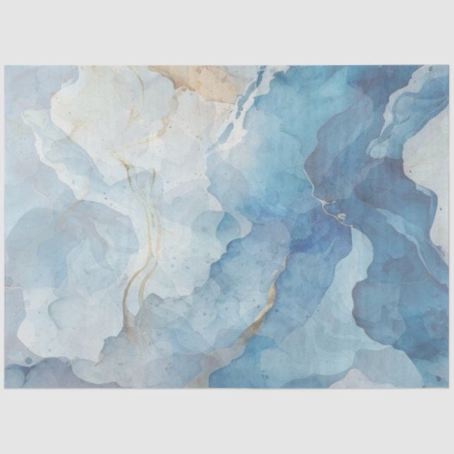 Decoupage Faux Celestial Artistic Background Blues Tissue Paper (Front)