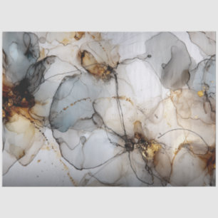 Decoupage Faux Finish Black Gold Marble Effect  Tissue Paper