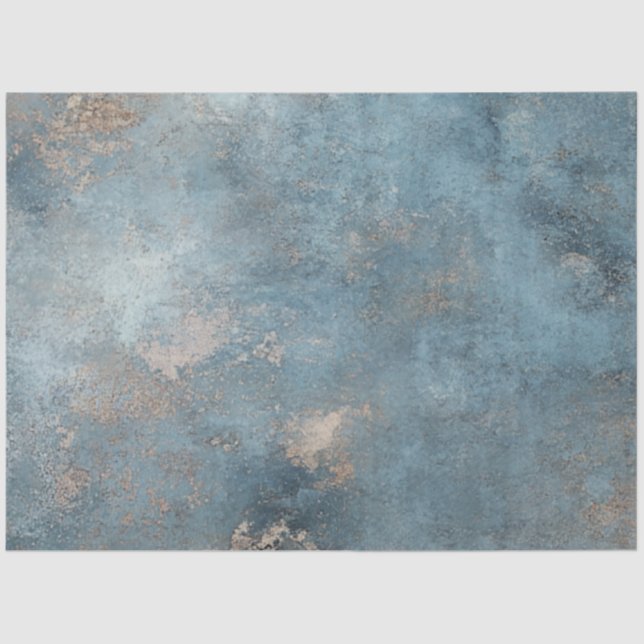 Decoupage Faux Finish Blue Mist Patina  Tissue Paper (Front)
