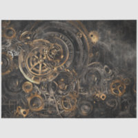 Decoupage Faux Finish Stenciled Gears Bronze Metal
