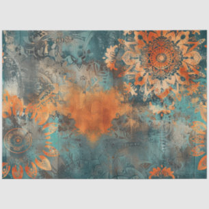 Decoupage Faux Mixed Media Patina Burnt Orange  Tissue Paper
