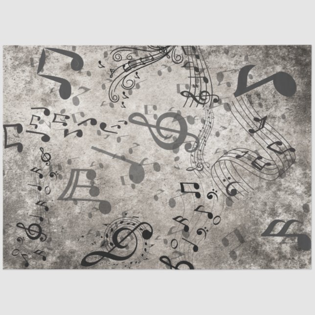 Decoupage Faux Music Background Textured Notes  Tissue Paper (Front)