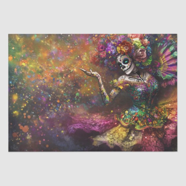 Decoupage Festive Dia de los Muertos Dancer Tissue Paper (Front)