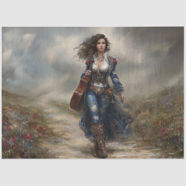 Decoupage Fields of Melody Country Singer  Tissue Paper (Front)