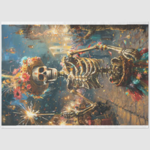 Decoupage Fiesta of the Dead Halloween Skeleton  Tissue Paper