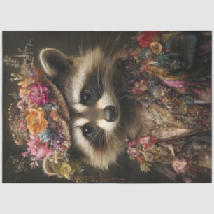 Decoupage Floral Crowned Racoon Regal Costume Tissue Paper