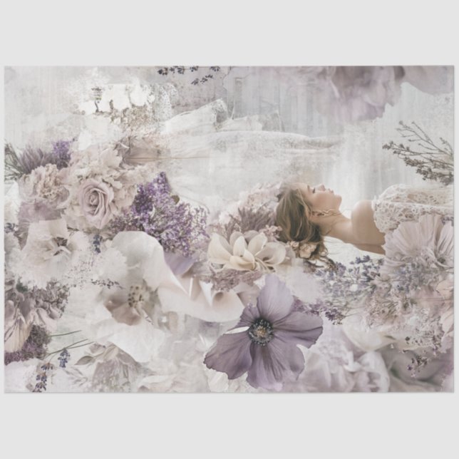 Decoupage Floral Designs Soft Pastel Colours Roses Tissue Paper (Front)