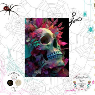 Decoupage Floral Skull Botanical Gothic Art Tissue Paper